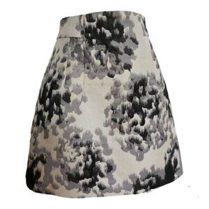 Girls H&m brocade skirt black grey cream abstract